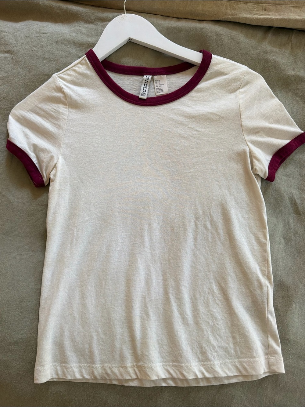 H&M Ringer Tee with Maroon Trim